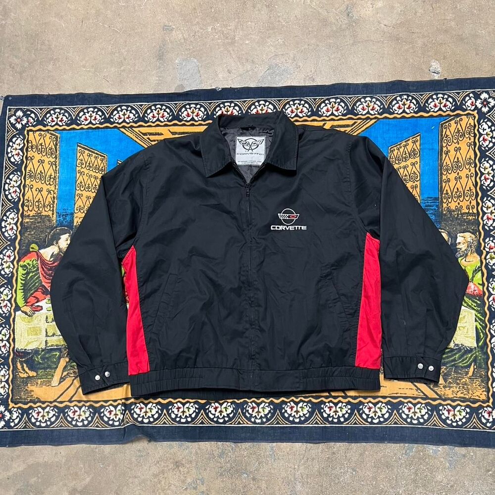 Black Red Corvette bomber jacket Size xl Racing Nascar F1 Jacket Cars Embroidery